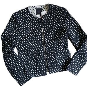 HELENE Berman London polka dot structured tailored zip front jacket Size S NEW